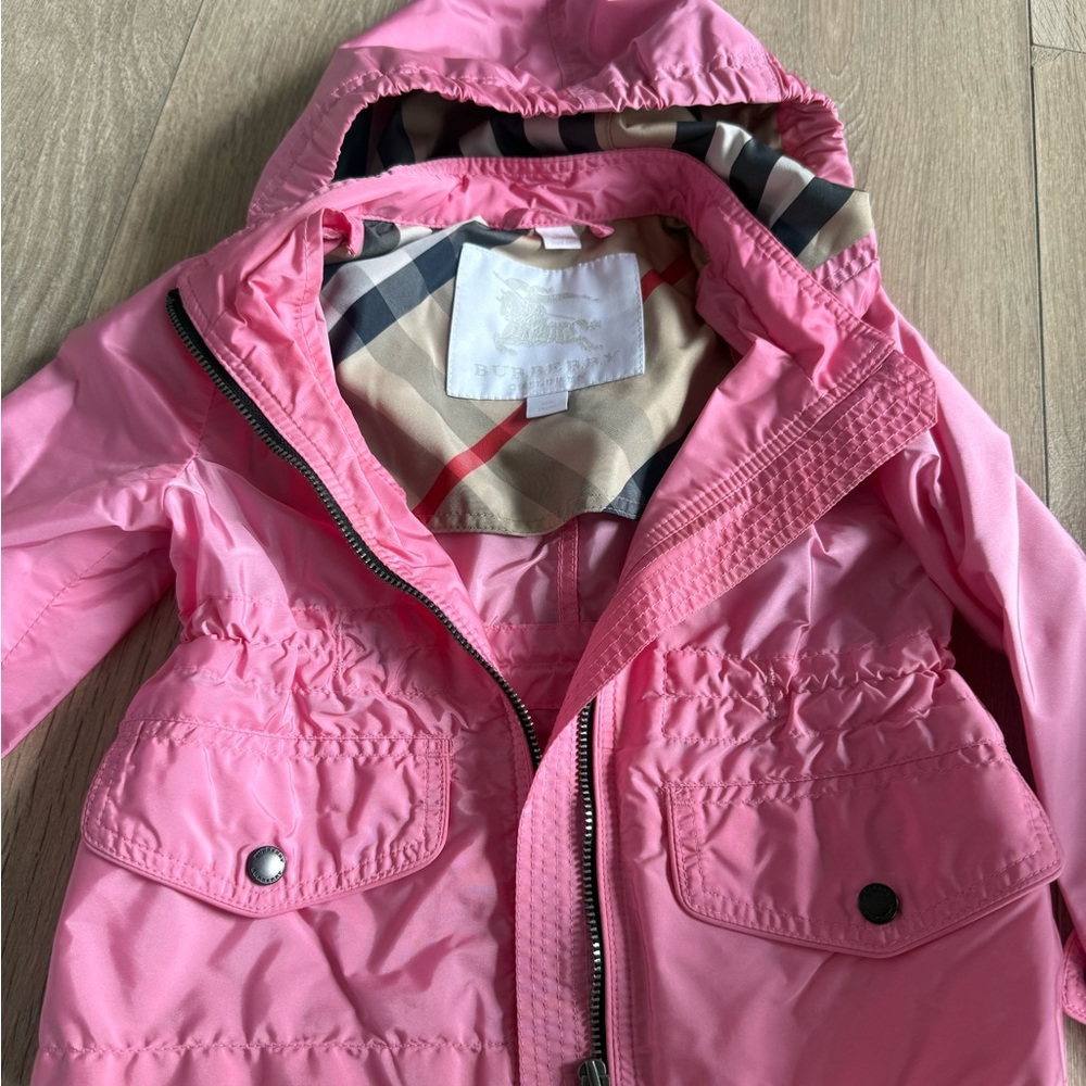 Burberry Pink Waterproof Raincoat with Hood